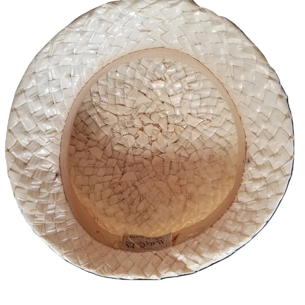 1930s Betty Co-Ed Vintage Straw Cloche Hat in Ivory - Picture 3 of 5